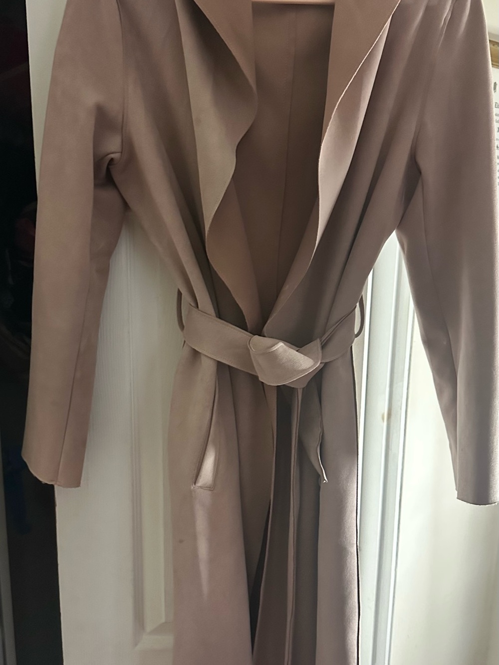 Zara Women's dusty pink Wrap Trench Coat with Self-Tie Belt